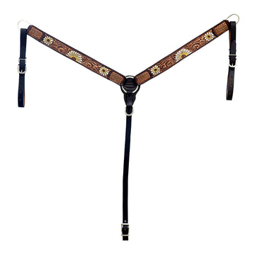 Hilason Western Horse Floral Hand Painted American Leather Breast Collar Brown